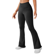 Women's Ribbed Seamless Flare Trousers High Waist