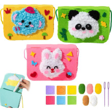 Wool Embroidery Crossbody Bag Kit for Kids 3PCS