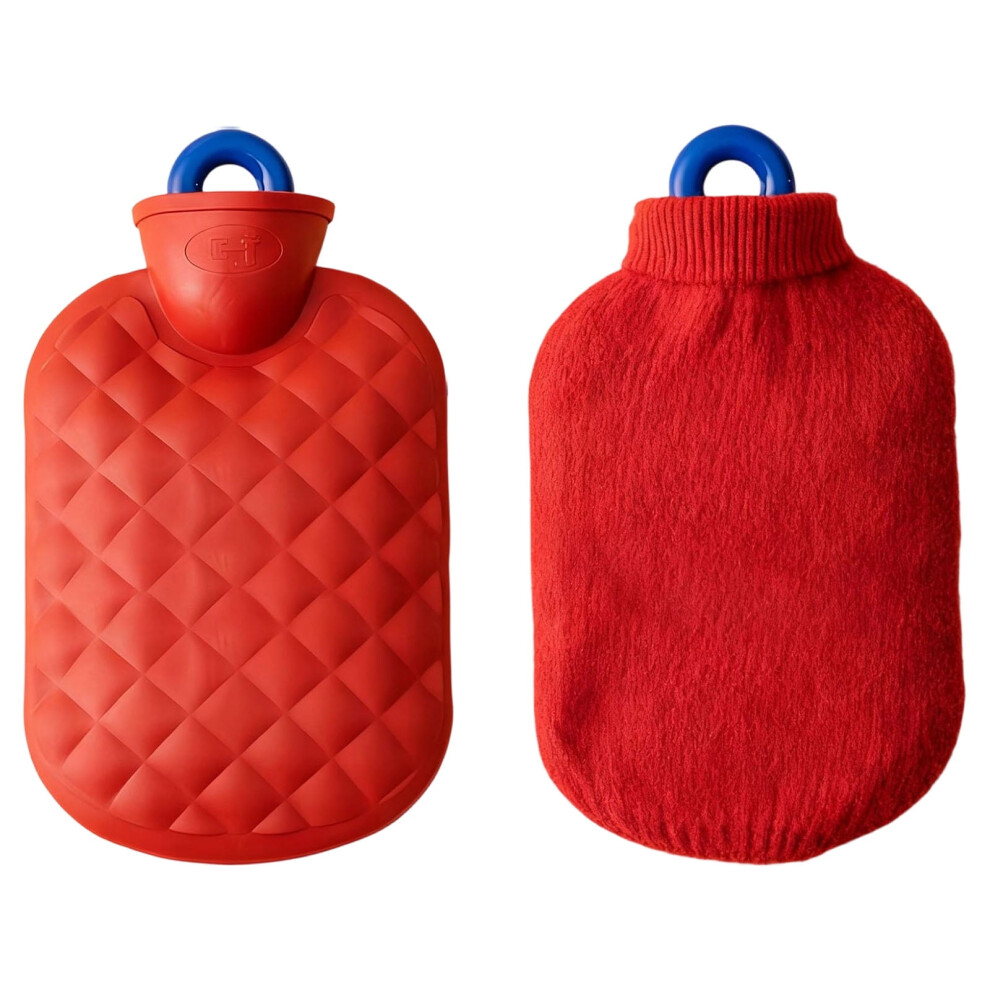 Hot Water Bottle with Soft Fleece Cover 1L