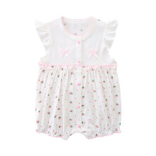 Baby Girl Romper Cartoon Print Cotton Jumpsuit White 9-12