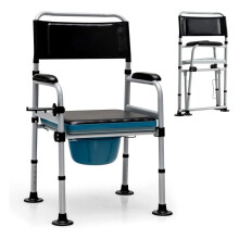 Folding Height-Adjustable Commode Chair with Bucket, Padded