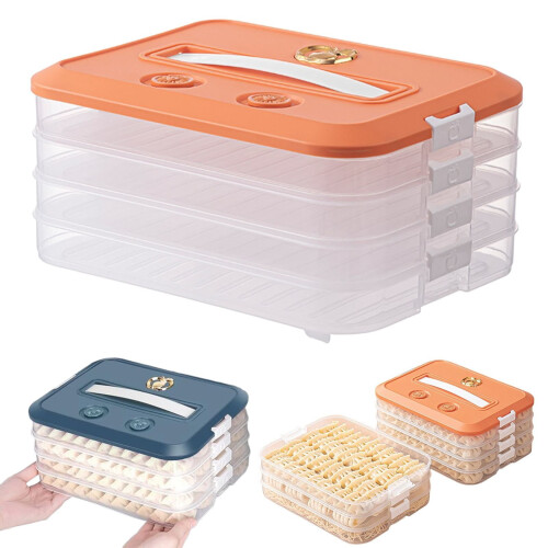 Food Storage Containers with Lids,Cookie Storage Containers,Good Sealing Dumpling Box,Stackable Snack Container,Time Recoder