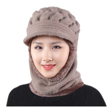 Winter Hats for Women Solid Color Winter Warm Outdoor Knit Scarf with Hat Cover Knitted Integrated Hat