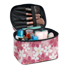 Durable Travel Makeup Organizer Case Polyester with Large Capacity Portable Makeup Brush Bag, Flowers Pattern