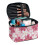 Durable Travel Makeup Organizer Case Polyester with Large Capacity Portable Makeup Brush Bag, Flowers Pattern 1
