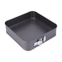 Square Non Stick Springform Cake Pan with Clip Closure - Metal Baking Dish with Removable Bottom for Effortless Release and Cakes