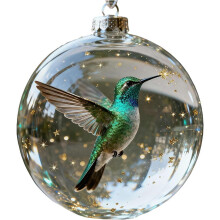 Hummingbird Crystal Glass Ornament Clear Ball