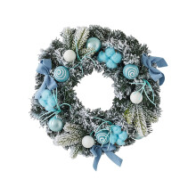 Artificial Christmas Wreath with Frosted Pine Branches Decorative Ornaments Ribbons and Floral Accents for Door Wall Home Office