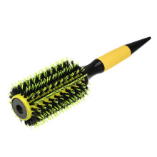 Round Hair Brush Nylon Bristles Yellow 10.04 x 2.56 Inches