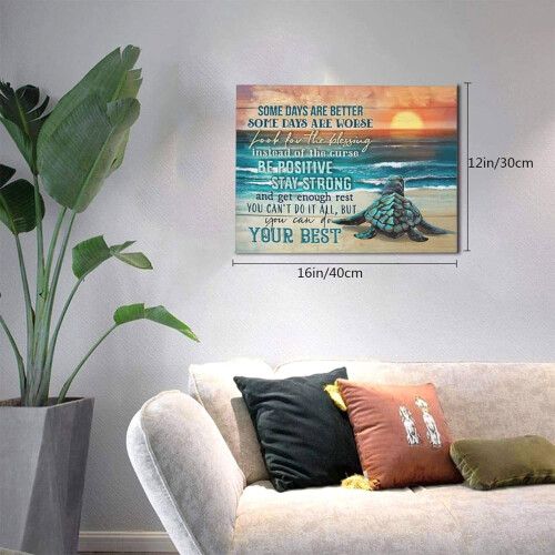 Sea Turtle Canvas Wall Art Ocean Theme 12x16in Framed 1