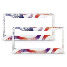 Vintage USA Flag License Plate Frames Stainless Aluminum 2