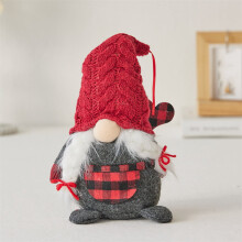 Christmas Couple Gnome Plush Set of 8, Red & Gray Knitted Hat Tomte Dolls, Tabletop Holiday Decor, Gifts for Family & Friends