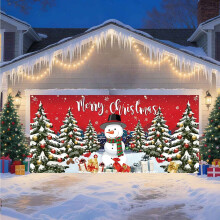 Christmas Garage Door Cover – Hanging Backdrop Decor, Compatible with Standard Garage Doors