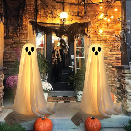 Διακόσμηση Βεράντας για το Halloween: Σετ Τρομακτικών Φαντασμάτων με Καπέλο Μάγισσας 2