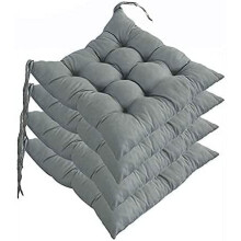 Gray Cotton Chair Cushions 40x40cm 4-Pack