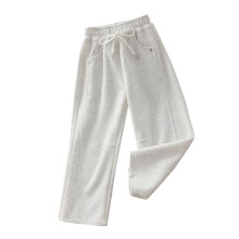 Girls Solid Wide Leg Pants Stretchy High Waist Gray 6-7