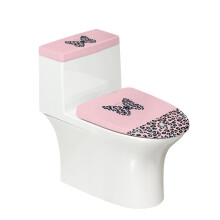 Leopard Blend Stretch Toilet Dust Cover Set & Washable and Reusable Elastic Edge Elastic Bottom with 2 Pack Toilet Seat Cover Set