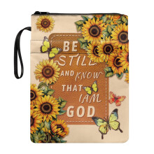1pcs Book Lovers Gift Book Cover 11.4 Inch X 8.66 Inch Polyester Fabric Tote Bags Reusable with Waterproof Birthday Gift for Librarian, Sunflowers