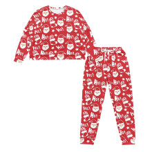 Christmas Pjs Set Santa Claus Printed Pajama Round Neck Sleepwear Ho Ho Printed Comfy Loungewear Long Sleeve Tops Jogger Pants Pajama Sets, S