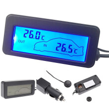 Universal 12V Car Digital LCD Display Thermometer Auto Mini LCD Inside Outside Temperature Thermometer T18 W/ Socket 1.5m Cable