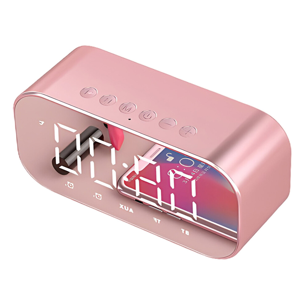 Bluetooth Alarm Clock Speaker With Fm Radio Rose Gold 9104145189277