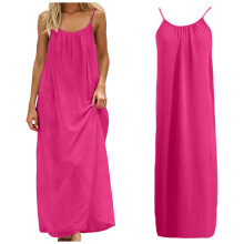 Women's sleeveless backless cami dress pink size M