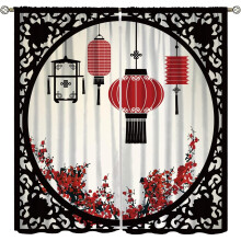 Asian Vintage Red Plum Blossom Curtains Blackout Thermal