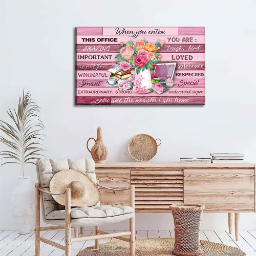 Rosa blommig canvastavla 30x40 cm rustik modern poster 1