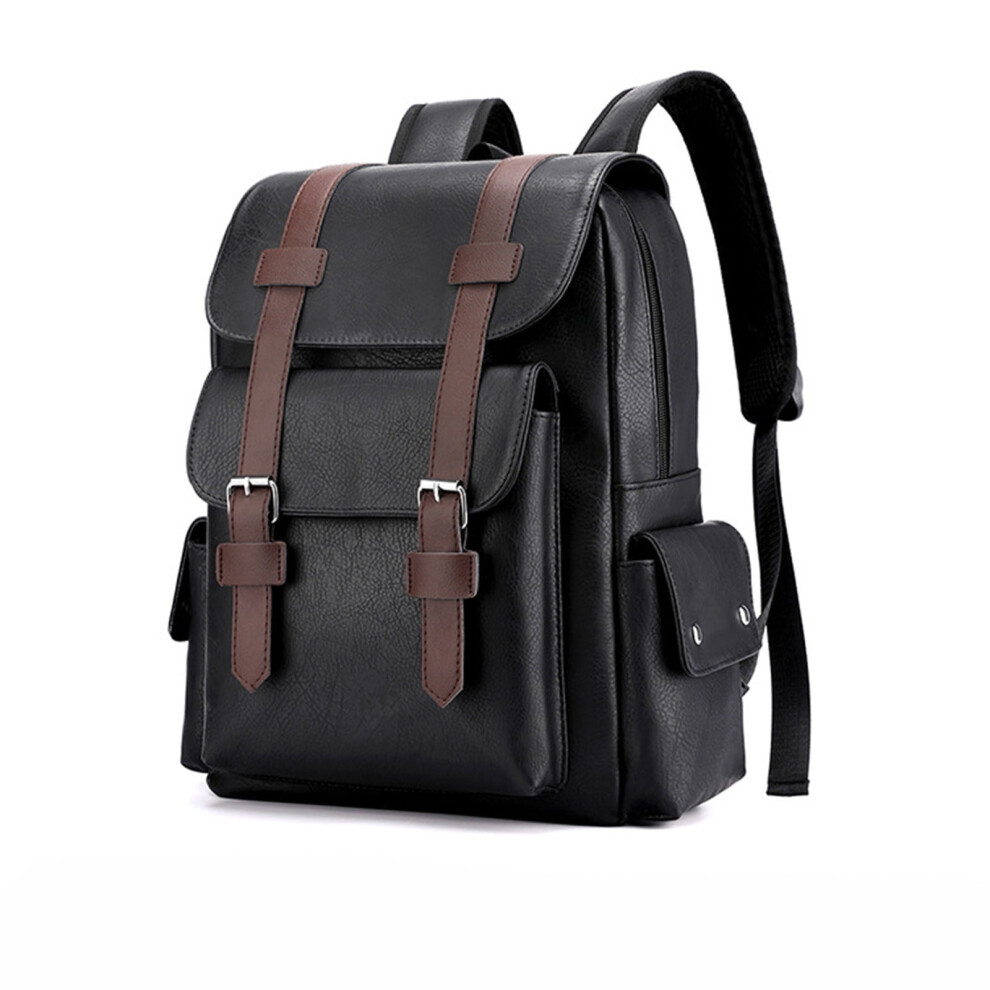 Leather Laptop Backpack For Men 15.6-Inch Black 9104145196978