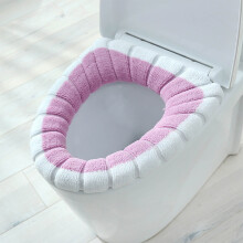 Thickened Knitted Toilet Seat Cushion, Washable Acrylic Pad, 16.5x14.5", Pink, Non-Slip, Snap Closure, Universal Fit – Compatible with All Toilets