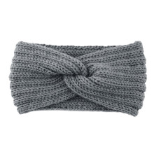 Gray knitted wool headband cross style 1 piece