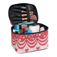 Heart Pattern Makeup Bag Travel Cosmetic Bag Friend Double Zip Brush Slots Multipurpose Cosmetic Bag Large Capacity Traveling