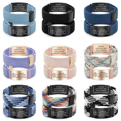 (Style-4, Personalized(msg us or leave us note)) Personalized Medical Alert ID Bracelet Emergency Bangle Wristband Custom Engrave 1