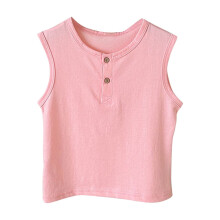 Little Girls Cotton Tanks Sleeveless Summer Crewneck Buttons Tees Soft Breathable Tank Blouses