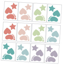 12-Pack Footprint Floor Safety Stickers for Bathtub, Non- Bath Decals, Anti-Skid Bath Mat Alternative