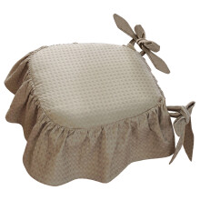 DAMAI Ruffled Dining Chair Cushion, French Cotton Seat Cushion with Ties, Cotton-Filled, Compatible with Wooden Chairs (Khaki)