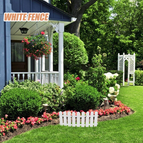 White Plastic Picket Fence Smooth Surface 10 Pieces