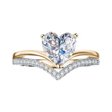 Heart Shaped Zirconia Engagement Ring Gold Alloy Lightweight