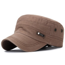 Vintage Washed Denim Military Cap Cotton Flat Top Adjustable