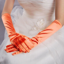 Classic Adult Size Long Opera Length Satin Gloves 15"(Tangerine)