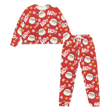 Women's Santa Claus Printed Pajama Set with Drawstring, 2