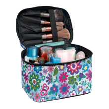 Floral Butterfly Print Fabric Cosmetic Case Personalized Gifts for Bridesmaid, Sister, Wife, Friends Effortless Organization Brush Holder Fold Flat