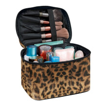 Leopard Cosmetic Bags 8.86 x 6.5 x 5.9 Inches Lightweitht Portable Travel Cosmetic Case Organizer Women Travel Storage