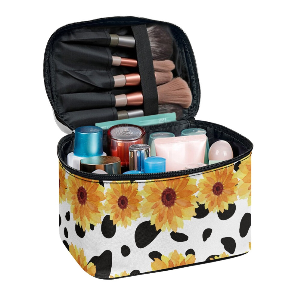 Sunflower makeup organizer bag with brush slots 8.86 x 6.5