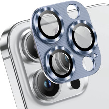 2-Pack Camera Lens Protector Compatible with iPhone 14 Pro/14 Pro Max, HD Tempered Glass + Aluminum Alloy Cover, Sierra Blue