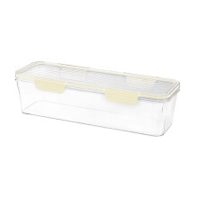 Plastic bewaardozen voor spaghetti, rechthoekige luchtdichte voedselbewaardoos met afsluitbaar deksel, 11,8"x3,9"x3,1", beige