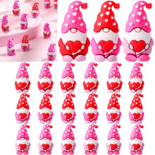 Mini Heart Gnomes Figurines 18 pcs Red Pink Purple White