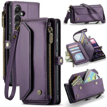 RFID-Blocking Crossbody Wallet Case for Samsung Galaxy A16 – 10-Card Holder, Zipper Bills Slot, Soft PU Leather, Magnetic Strap
