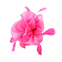 Women's Vintage Feather Fascinator Hair Clip Hot Pink