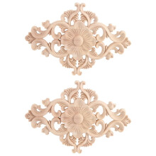 Wood Carved Unpainted Onlay Applique 21x15 cm 2 pcs